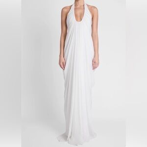 White Halter Maxi Dress